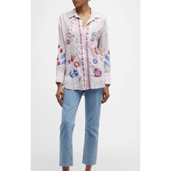 JOHNNY WAS Tops - NEW JOHNNY WAS piper relaxed oversized shirt in multi stripe